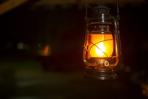 a gas lantern in the night